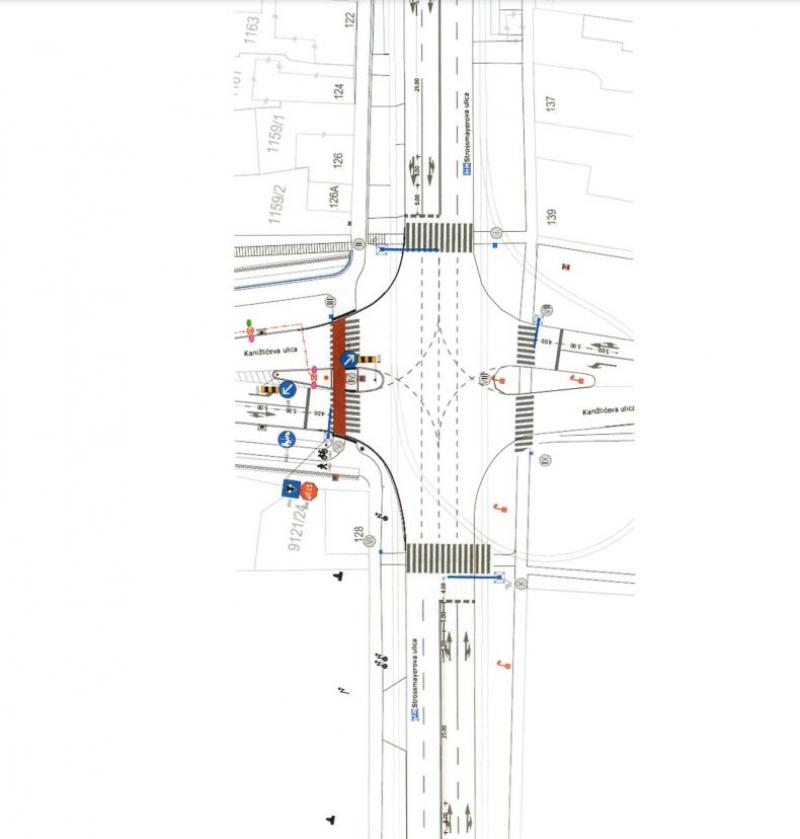 Radovi na izmjeni prometne regulacije i novoj preregulaciji semafora na raskrižju Strossmayerove i Kanižlićeve