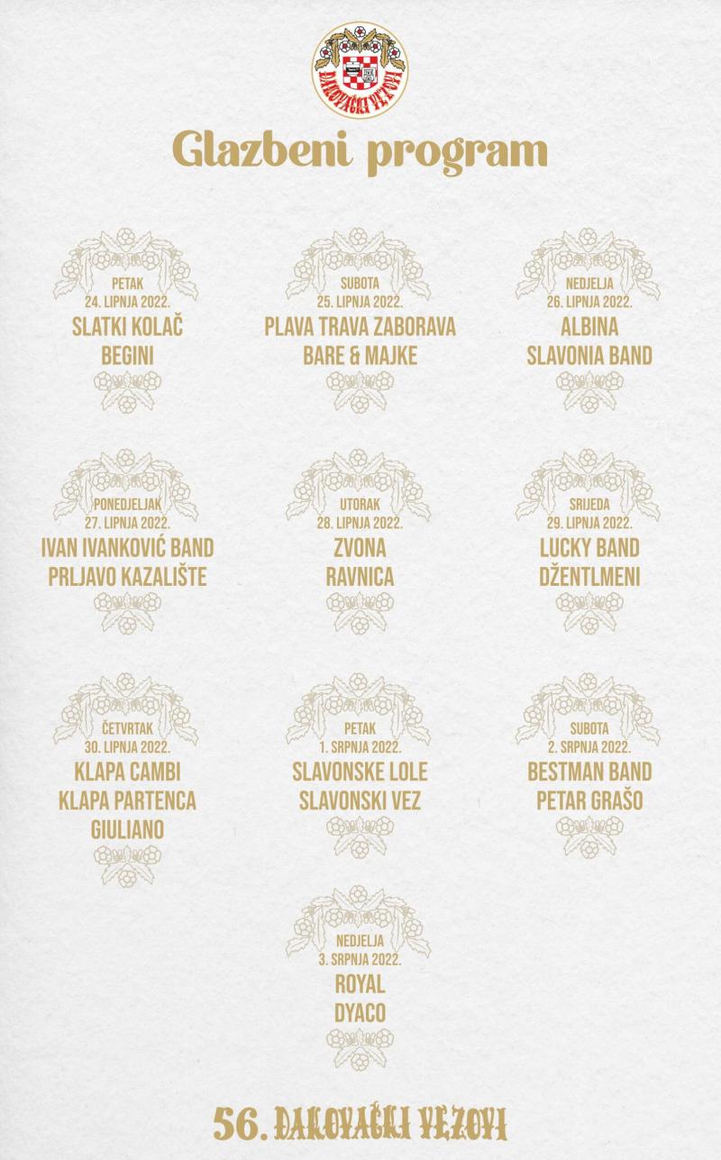 Glazbeni program 56. Đakovačkih vezova