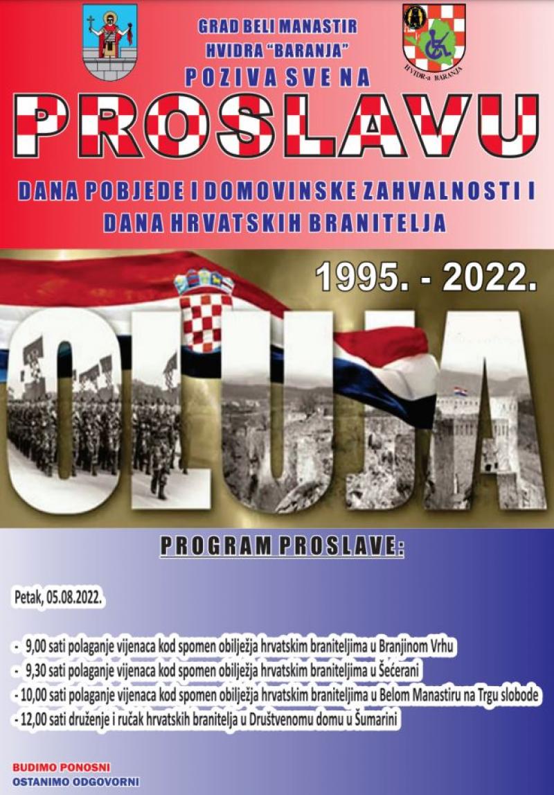 Beli Manastir: Dan pobjede i domovinske zahvalnosti i Dan hrvatskih branitelja